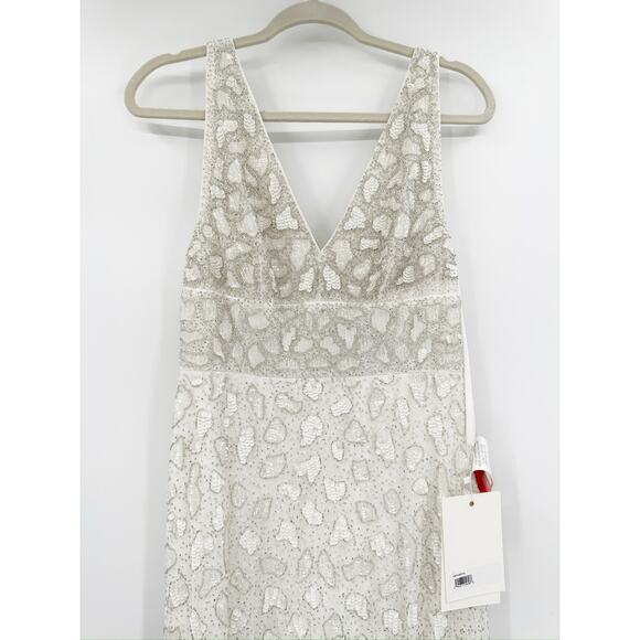 Mac Duggal 10814 Hand Embellished White Beaded Gown Size 6 NWt - Picture 3 of 8